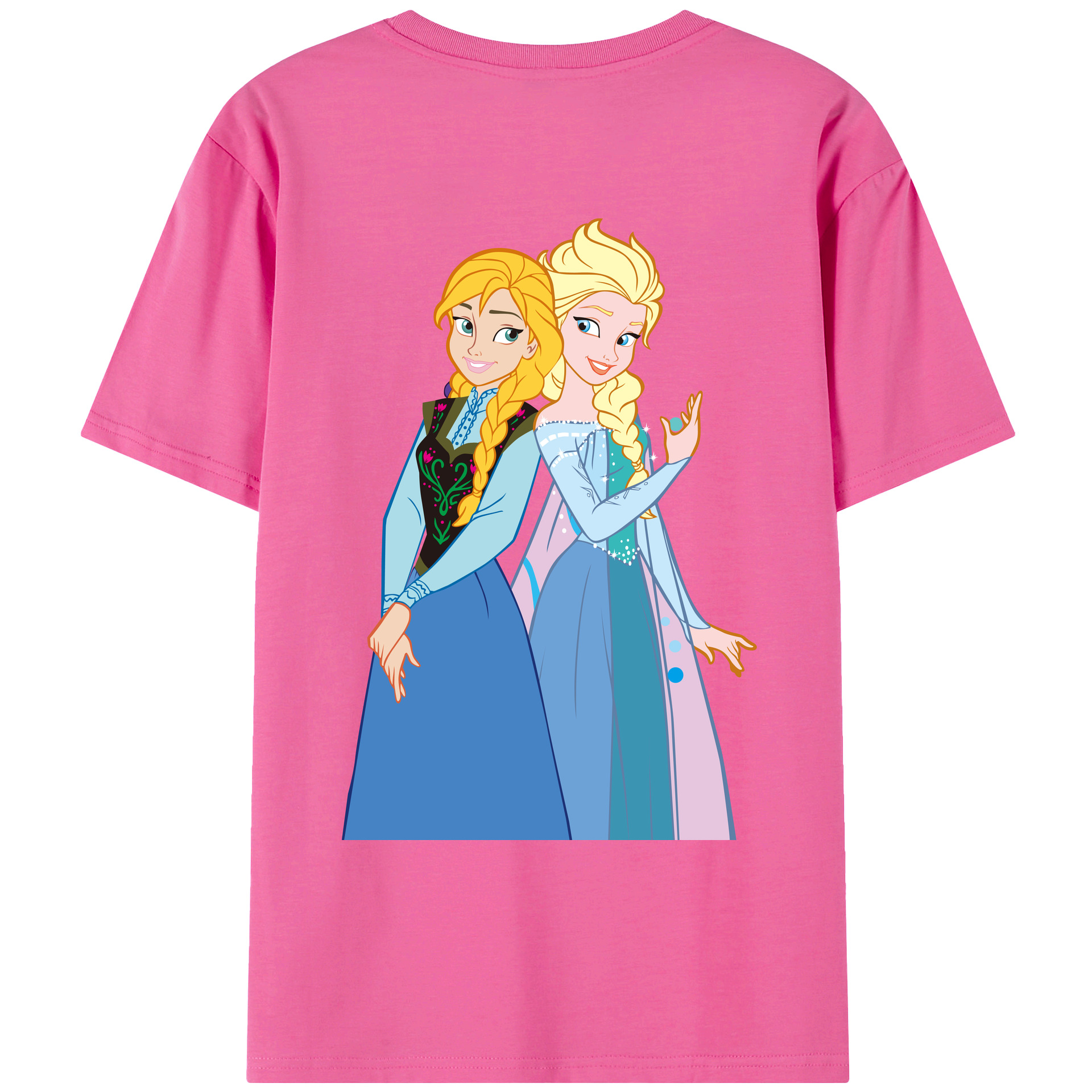 （画像用） アナと雪の女王 アンナ エルサ Frozen Anna Elsa レディース半袖Tシャツ(バックプリント)